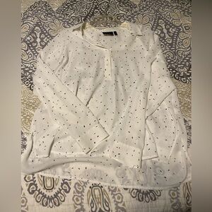 Women’s half button down top with cute little designs